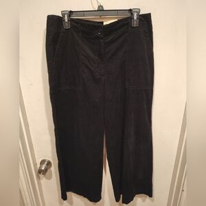Max Studio NWT Women's Black Corduroy Wide Leg Cropped Trouser Pants 14 Casual